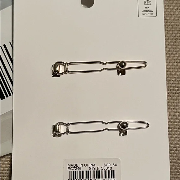 J. Crew Gold/Silver Set of Two Metal Oval Hair Clips/NWT - Picture 6 of 10